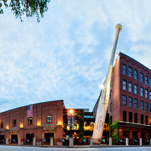 Slugger Museum and factory, baseball bat, family fun, exterior, downtown, pano